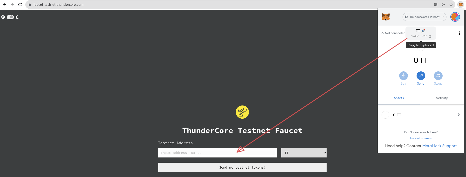 Copy and paste public address
